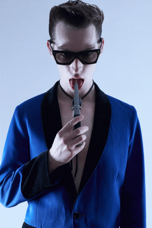 Model THADDEUS from unite unite. Photographed for Ponyboy by Alexander Thompson in New York City. GIF 1.