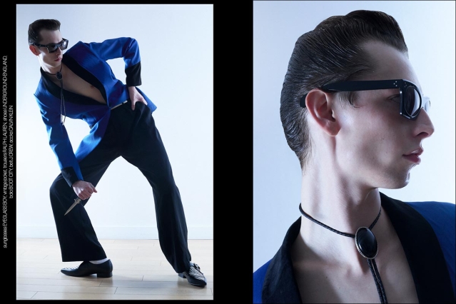Model THADDEUS from unite unite. Photographed for Ponyboy by Alexander Thompson in New York City. Spread 7.