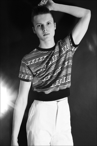 Model Konrad Bromke from Unite Unite Models. Photographed for Ponyboy by Alexander Thompson in New York City. Look 2.