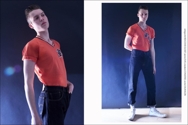Model Konrad Bromke from Unite Unite Models. Photographed for Ponyboy by Alexander Thompson in New York City. Spread 2.