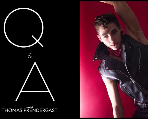 Model Thomas Prendergast from Christophe Creative. Photographed for Ponyboy by Alexander Thompson in New York City. Opening spread.