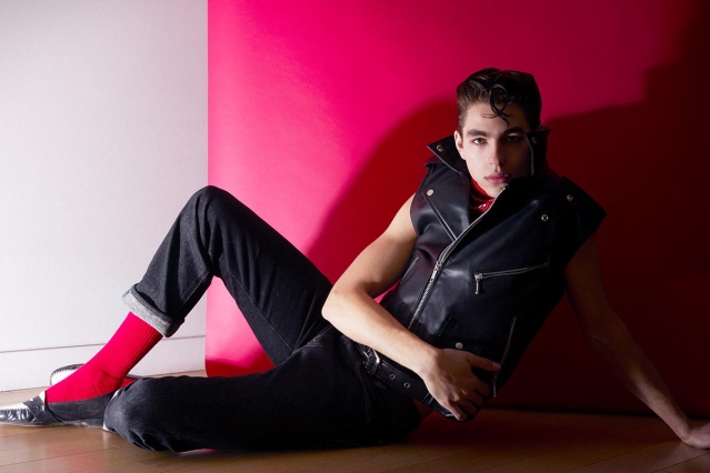 Model Thomas Prendergast from Christophe Creative. Photographed for Ponyboy by Alexander Thompson in New York City. Look 10 - 6.