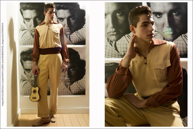 Model Thomas Prendergast from Christophe Creative. Photographed for Ponyboy by Alexander Thompson in New York City. Spread 2.