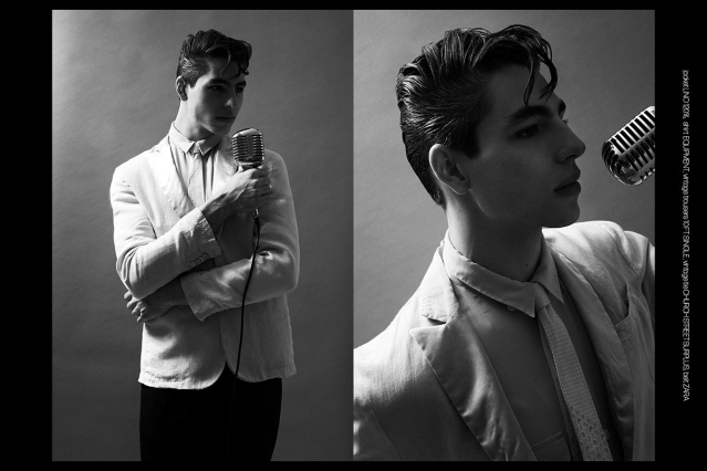 Model Thomas Prendergast from Christophe Creative. Photographed for Ponyboy by Alexander Thompson in New York City. Spread 5.