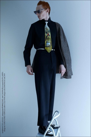 Model Walter Cook from Crawford Models. Photographed for Ponyboy by Alexander Thompson in New York City. Look 8.