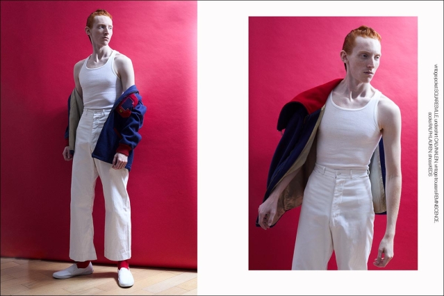 Model Walter Cook from Crawford Models. Photographed for Ponyboy by Alexander Thompson in New York City. Spread 1.