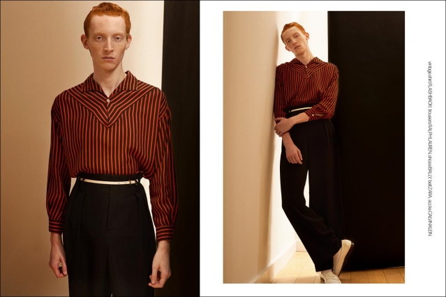 Model Walter Cook from Crawford Models. Photographed for Ponyboy by Alexander Thompson in New York City. Spread 3.