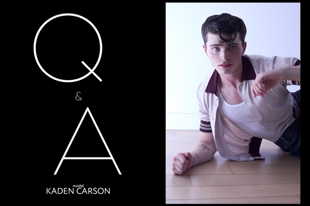Model Kaden Carson from Crawford Models. Photographed for Ponyboy by Alexander Thompson in New York City. Opening spread.