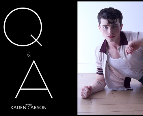 Model Kaden Carson from Crawford Models. Photographed for Ponyboy by Alexander Thompson in New York City. Opening spread.