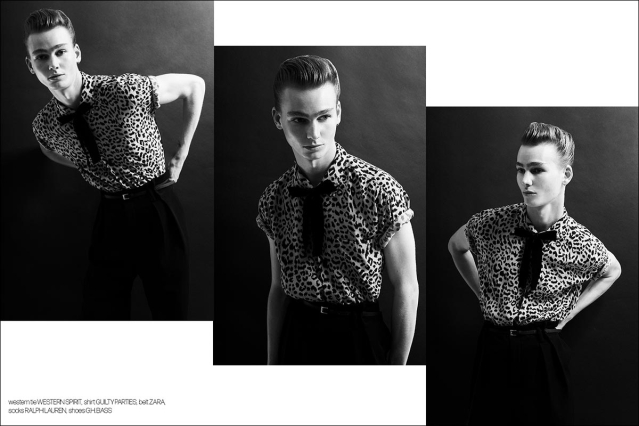 Model Luke Bowen from Muse Model Management, photographed by Alexander Thompson for Ponyboy. Spread 2.