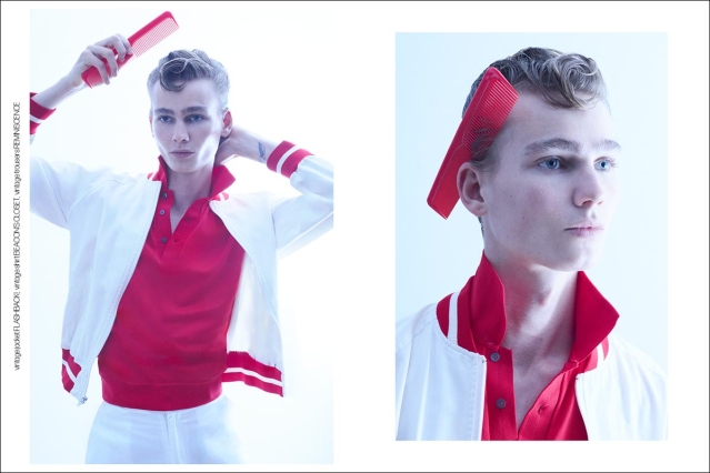 Model Luke Bowen from Muse Model Management, photographed by Alexander Thompson for Ponyboy. Spread 7.