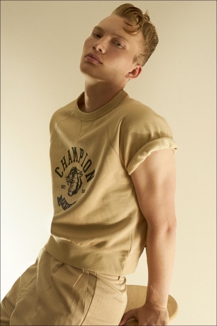 Model Tyler Patton from Two Management NY, photographed by Alexander Thompson for Ponyboy. Look 3.