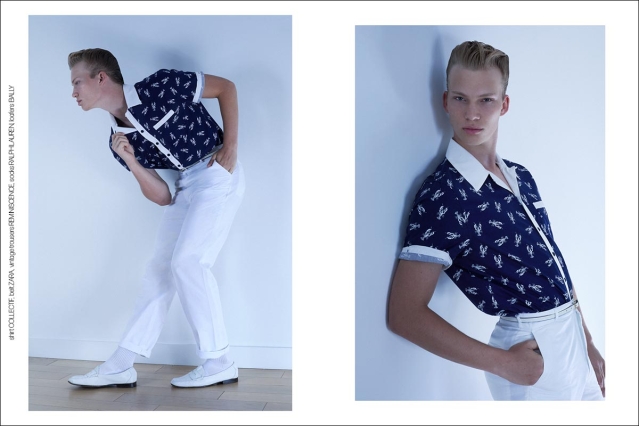 Model Tyler Patton from Two Management NY, photographed by Alexander Thompson for Ponyboy. Spread 4.