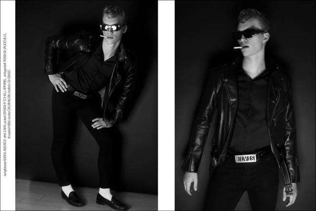 Model Tyler Patton from Two Management NY, photographed by Alexander Thompson for Ponyboy. Spread 8.