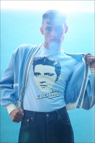 Model Charlie Troy from Muse Model Management, photographed by Alexander Thompson for Ponyboy. Look 7.