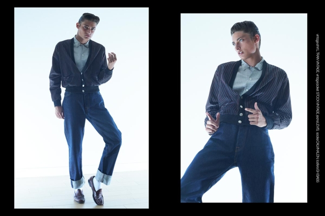 Model Charlie Troy from Muse Model Management, photographed by Alexander Thompson for Ponyboy. Spread 5.