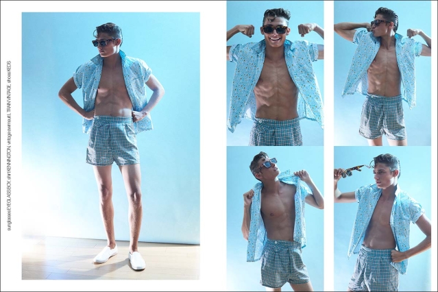 Model Charlie Troy from Muse Model Management, photographed by Alexander Thompson for Ponyboy. Spread 6.